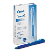 Bolígrafo Pentel retráctil wow, punta 1.0 mm, color azul, con 12 piezas