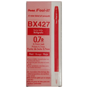 Bolígrafo Pentel feel it, punta 0.7 mm, color  rojo, con 12 piezas