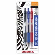 Bolígrafo gel retráctil sarasa, punto medio 0.7 mm, 3 colores, blisetr 3 pz