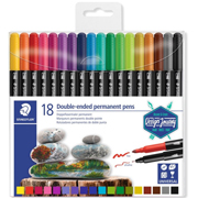 Marcador doble punta permanente Staedtler Design Journey, estuche con 18 piezas