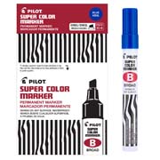 Marcador permanente SCB Pilot punta cincel, línea fina/gruesa, azul, 12 piezas