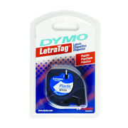 Cinta plastica DYMO letratag imprime negro sobre blanco perla 12mmx4m 1 pieza