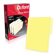 Folder manila Oxford carta color amarillo ceja 1/2 caja con 100 pzas