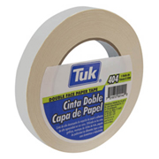 Cinta 404 doble capa TUK 18mm x 33m , color crema, 1 pza