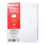 Repuesto para carpeta Dietrix carta raya100 hojas con filo de colores