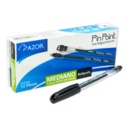 Bolígrafo mediano Pin Point 1.0 mm colornegro caja con 12 pzas