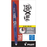 Bolígrafo fino Frixion Ball Pilot tinta gel borrable, color azul, caja c/12 pzs