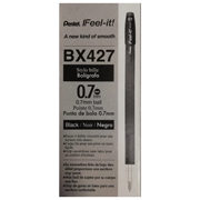 Bolígrafo Pentel feel it, punta 0.7 mm, color  negro, con 12 piezas