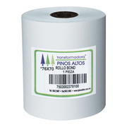 Rollo de papel bond Pinos Altos 76 x 70 mm caja con 50 rollos a granel