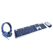 Kit teclado, mouse y diadema Perfect ice azul farben