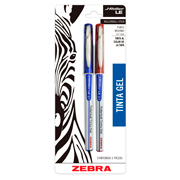 Boligrafo gel j roller le zebra, punto mediano 0,7 mm, azul y rojo, blister 2 pi