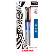 Boligrafo gel j roller le zebra, punto mediano 0,7 mm, negro y rojo, blister 2 p