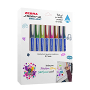 Boligrafo gel j roller le brilliant zebra, punto mediano 0,7 mm, 10 colores, est