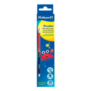 Lapiz bicolor Pelikan hexagonal rojo y azul caja con 10 piezas
