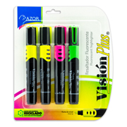 Resaltador de texto Vision Plus cincel 6mm colores surtidos blíster 4 pzas