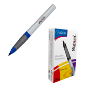 Marcador permanente fino Signal punta bala 1.5 mm color azul caja con 12 pzas