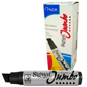 Marcador permanente Signal Jumbo punta cincel 16 mm color negro caja con 4 pzas