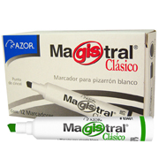 Marcador Magistral Clásico punta cincel 6 mm color verde caja con 12 pzas