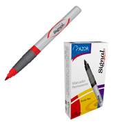 Marcador permanente fino Signal punta bala 1.5 mm color rojo caja con 12 pzas