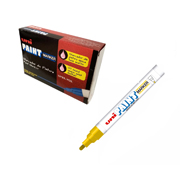 Marcador permanente UniPaint punta bala color amarillo caja con 12 pzas