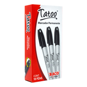 Marcador fino permanente Baco negro cajacon 10 piezas