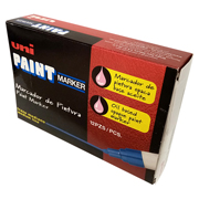 Marcador permanente UniPaint punta bala color verde caja con 12 pzas