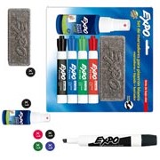 Kit marcadores Expo, borrador y líquido limpiador, estuche con 6 piezas