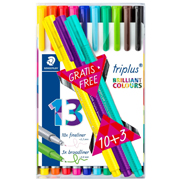 Rotulador  Staedtler triplus fineliner colores, estuche de  10 + 3 piezas