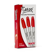Marcador permanente Baco fino rojo, punto fino, 10 piezas