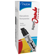 Marcador permanente Signal Jumbo punta cincel 16 mm color azul caja con 4 pzas