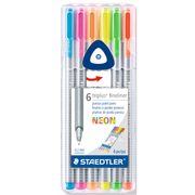 Rotulador Staedtler triplus fineliner colores neón, estuche con 6 piezas