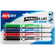 Marcador para pizarrón AVERY con 4 pi s colores surtidos tipo bolígrafo