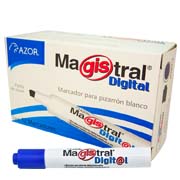 Marcador Magistral Digital punta cincel 6 mm color azul caja con 12 piezas