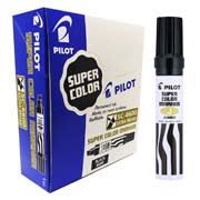 Marcador permanente Jumbo Pilot punta cincel hasta 12.5 mm, negro, caja c/12 pzs