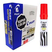 Marcador permanente Jumbo Pilot punta cincel hasta 12.5 mm, rojo, caja c/12 pzs