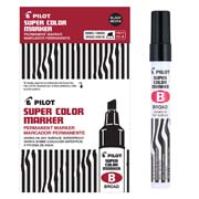 Marcador permanente SCB Pilot punta cincel, línea fina/gruesa, negro, 12 piezas