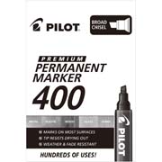 Marcador permanente 400 Pilot punta cincel, color negro, caja con 12 piezas