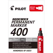 Marcador permanente 400 Pilot punta cincel, color rojo, caja con 12 piezas