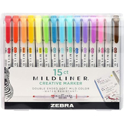 Marcador mildliner zebra, colores surtidos , estuche 15 piezas