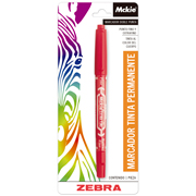 LM-Marcadordoble punta mckie zebra, puntina y extra fina, rojo , blister 1 pieza