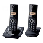 Teléfono Inalámbrico Panasonic modelo KX-TG1712MEB color negro con 2 auriculares