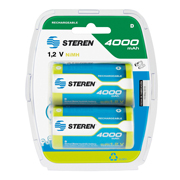 Pila recargable D STEREN  blister de 2 pzas