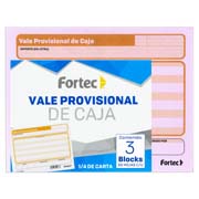 Vale de caja Fortec 1/4 carta 3 blocks con 50 hojas cada uno