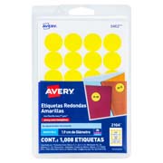 Etiqueta redonda removible amarillo AVERY con tecnología laser/inkjet