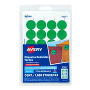 Etiqueta redonda removible verde AVERY con tecnología laser/inkjet