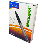 Plumón ultra fino Monopol 0.5 mm color azul caja con 12 pzas