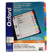 Separador con índice Oxford carta cejas de colores con 10 divisiones