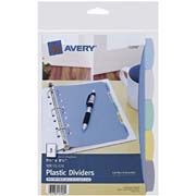 Separador plástico esquela 5 divisiones AVERY multicolor tamaño esquela