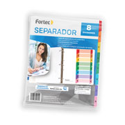 Separador númerico con índice Fortec carta cejas de colores con 8 divisiones