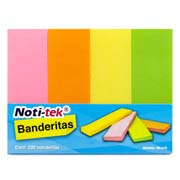 Banderitas adhesivas Navitek 4 colores neón 1' x 3' empaque con 200 banderitas